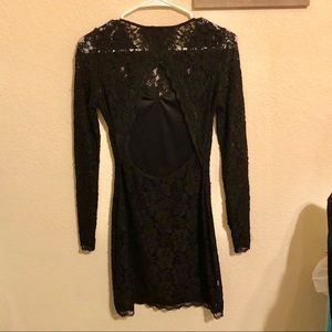 Express Lace Black Backless Dress
